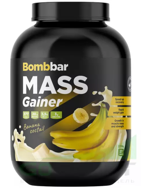 Гейнер BombBar Mass Gainer 2700 г, Банановый коктейль