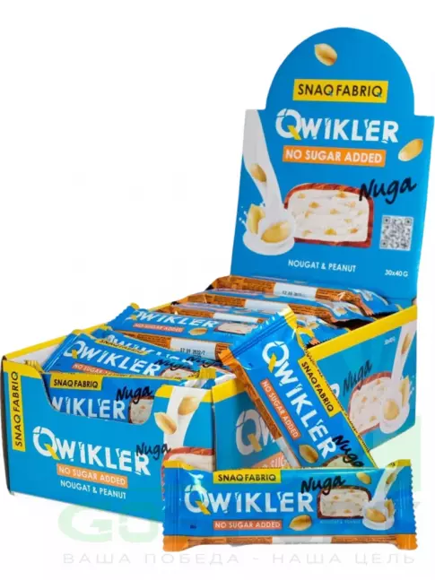 Протеиновый батончик SNAQ FABRIQ QWIKLER (Квиклер) без сахара 30 x 40 г, Нуга с арахисом