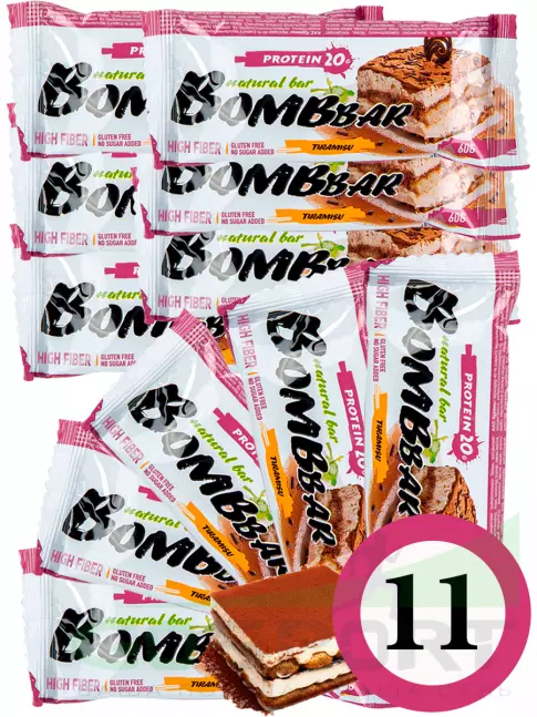 Протеиновый батончик BombBar Protein Bar 11 x 60 г, Тирамису