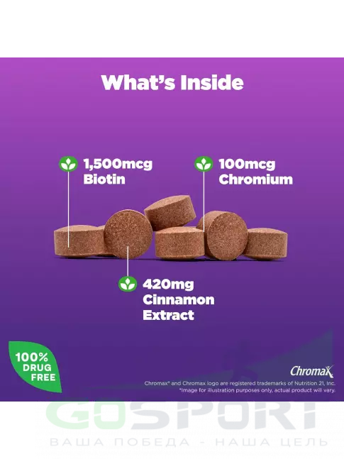  Natrol Cinnamon, Chromium & Biotin 60 таблеток
