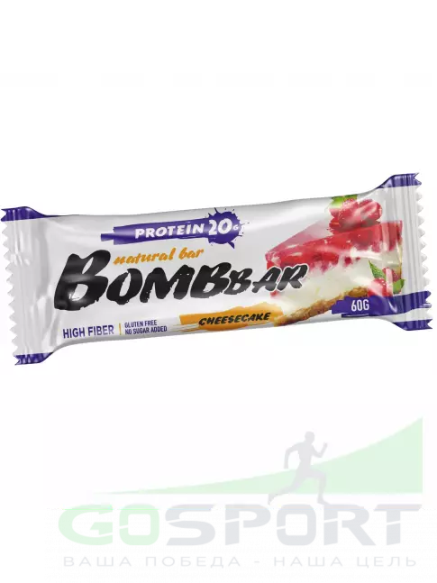 Протеиновый батончик BombBar Protein Bar 60 г, Малиновый чизкейк