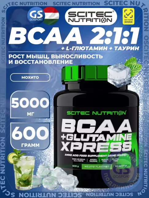 BCAA  + Glutamin Scitec Nutrition BCAA + Glutamine Xpress 600 г, Мохито