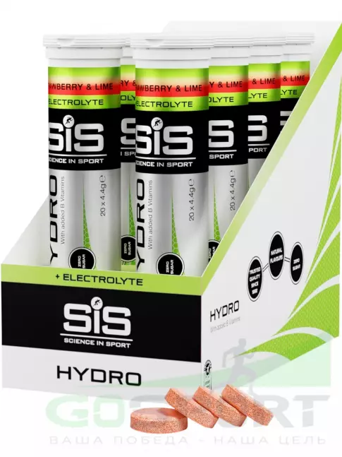 Изотоник SCIENCE IN SPORT (SiS) GO Hydro Tablet 8 x 20 таблеток, Клубника - Лайм