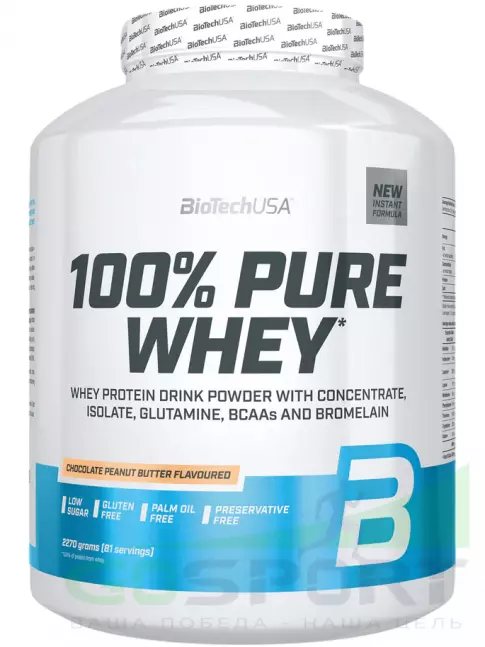 Сывороточный протеин BioTechUSA 100% Pure Whey 2270 г, Шоколадно-арахисовая паста Сывороточный протеин BioTechUSA 100% Pure Whey 2270 г, Шоколадно-арахисовая паста