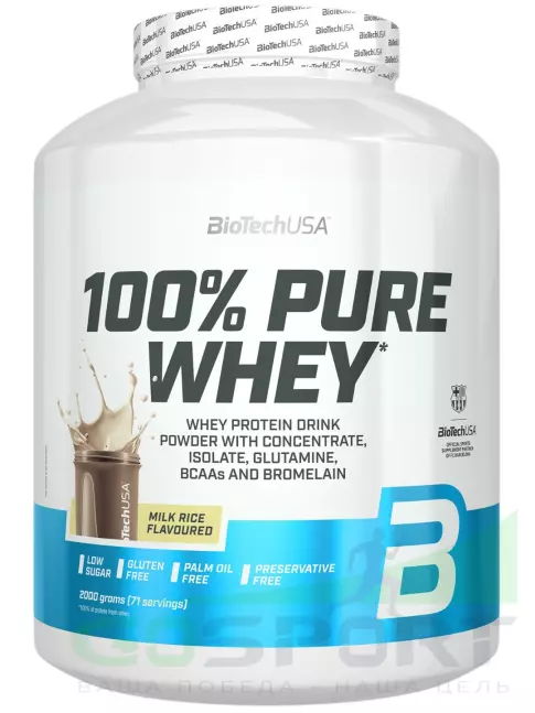 Сывороточный протеин BioTechUSA 100% Pure Whey 2000 г, Рисовый пудинг Сывороточный протеин BioTechUSA 100% Pure Whey 2000 г, Рисовый пудинг