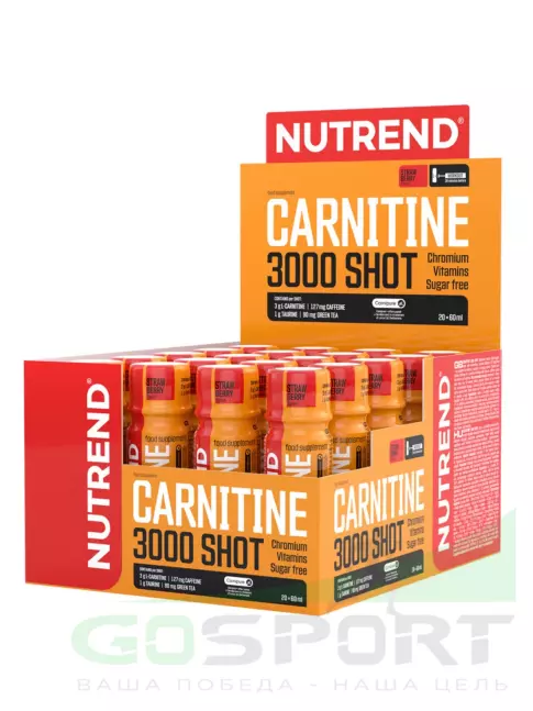 L-Карнитин жидкий NUTREND CARNITINE 3000 SHOT 20 х 60 мл, Клубника