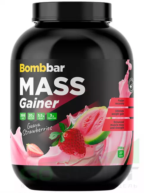 Гейнер BombBar Mass Gainer 2700 г, Гуава-клубника