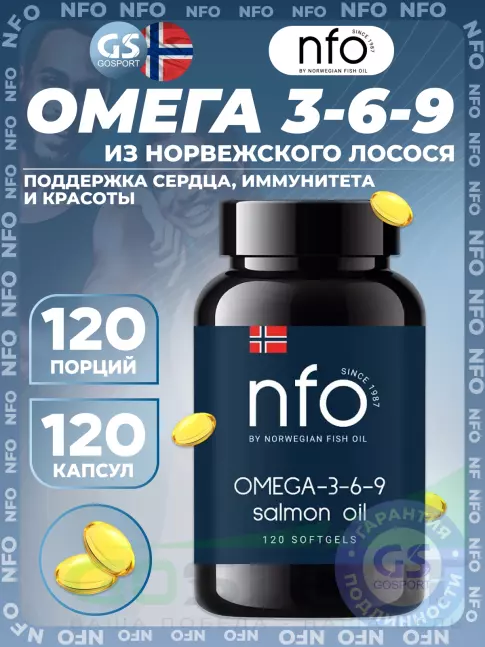 Омега-3 NFO Omega 3-6-9 Salmon Oil 120 капсул Омега-3 NFO Omega 3-6-9 Salmon Oil 120 капсул