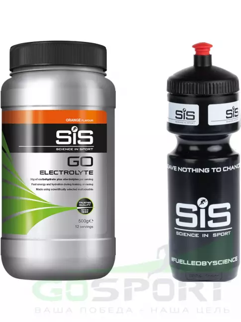 Изотоник SCIENCE IN SPORT (SiS) GO Electrolyte + Бутылочка черная 1 x 500 г, Апельсин