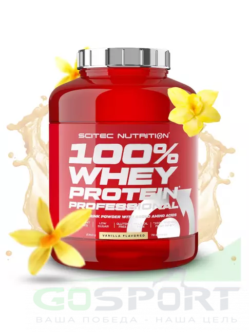 Сывороточный протеин Scitec Nutrition 100% Whey Protein Professional 2350 г, Ваниль