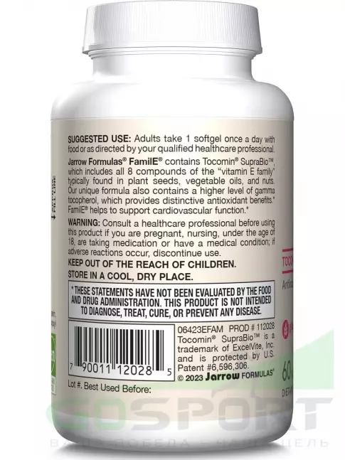  Jarrow Formulas Famil-E 60 гелевых капсул