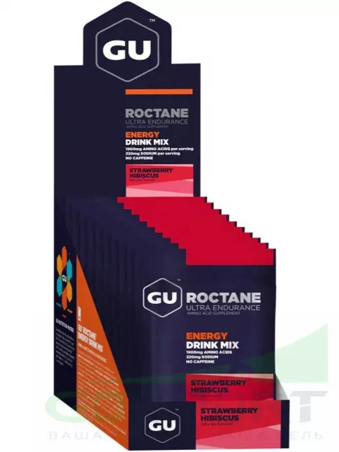 Изотоник GU ENERGY GU ROCTANE ENERGY DRINK MIX 10 x 65 г, Клубника - Гибискус