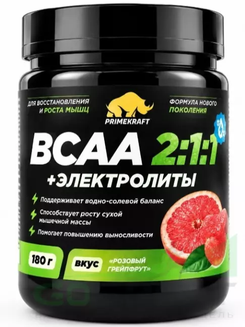 BCAA PRIMEKRAFT ВСАА 2:1:1 с электролитами 180 г, Розовый грейпфрут BCAA PRIMEKRAFT ВСАА 2:1:1 с электролитами 180 г, Розовый грейпфрут