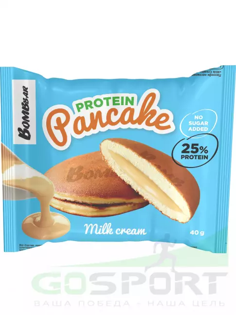 Протеиновый батончик BombBar Панкейк протеиновый 40 г, Молочный крем