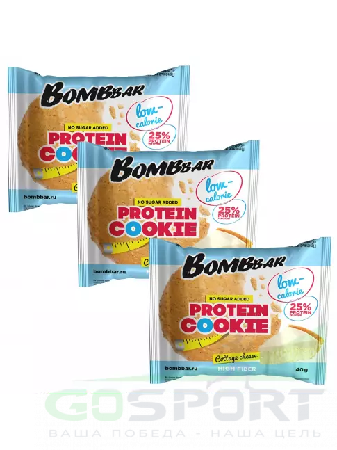 Протеиновый батончик BombBar Protein cookie 40 3 x 40 г, Творожный