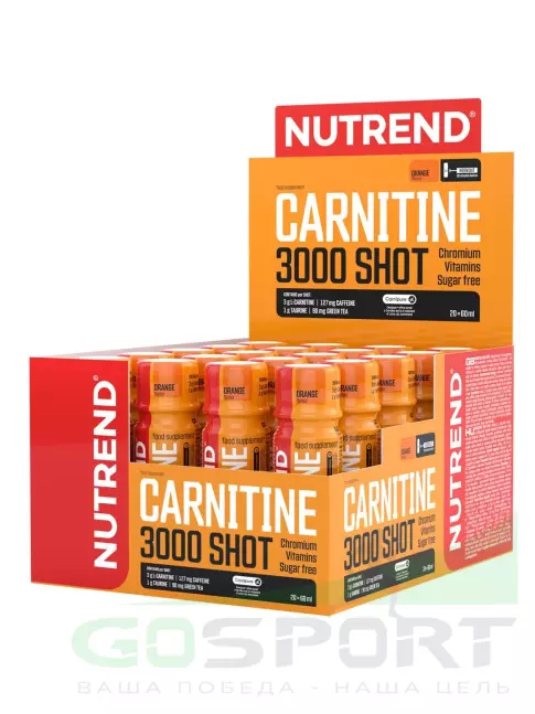 L-Карнитин жидкий NUTREND CARNITINE 3000 SHOT 20 х 60 мл, Апельсин L-Карнитин жидкий NUTREND CARNITINE 3000 SHOT 20 х 60 мл, Апельсин