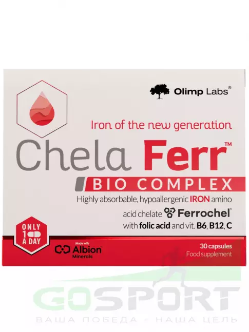 Железо OLIMP Chela-Ferr bio-complex 30 капсул Железо OLIMP Chela-Ferr bio-complex 30 капсул