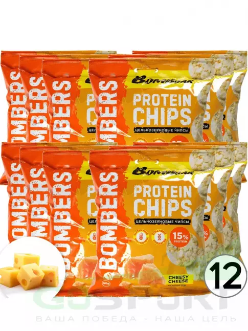 Чипсы BombBar Protein Chips 12 x 50 г, Нежный сыр