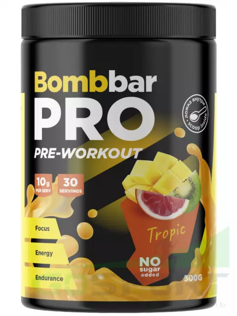 Предтреник в порошке BombBar Pro Pre-Workout 300 г, Тропик