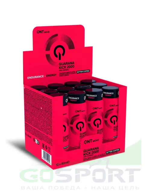  QNT Guarana Kick 2000 mg 12 x 80 мл, Горький кофе