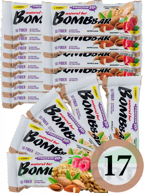 Протеиновый батончик BombBar Protein Bar 17 x 60 г, Рисовый