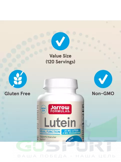  Jarrow Formulas Lutein 20 mg + Zeaxanthin 4 mg 60 гелевых капсул