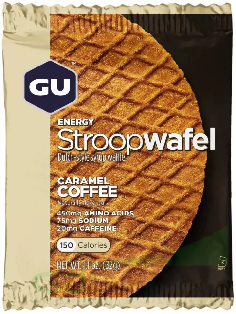 Энергетический батончик GU ENERGY GU ENERGY STROOPWAFEL 20mg caffeine 4 x 32 г, Карамельный кофе