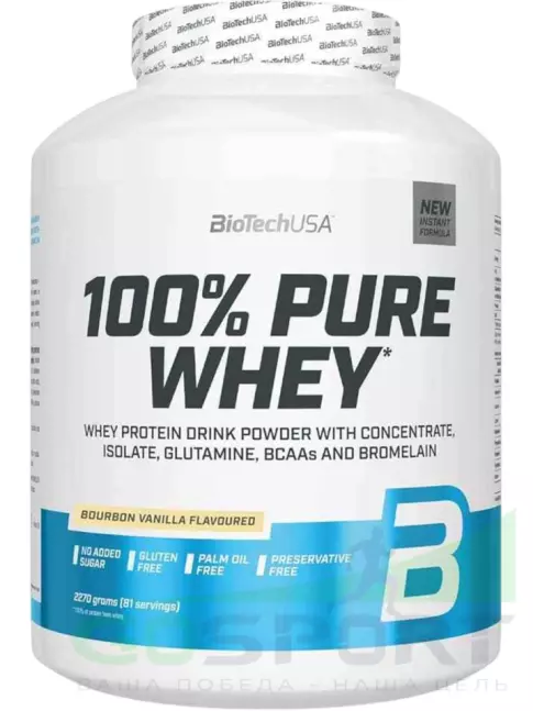 Сывороточный протеин BioTechUSA 100% Pure Whey 2270 г, Бурбонская ваниль