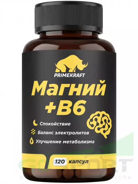 Магний PRIMEKRAFT Magnesium 360 mg + B6 2 mg 120 веган капсул