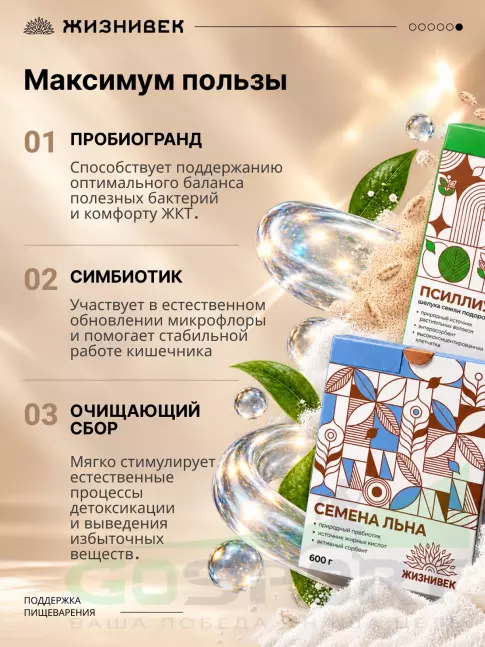 Диетический продукт Жизнивек Набор Псиллиум+Семена Льна 