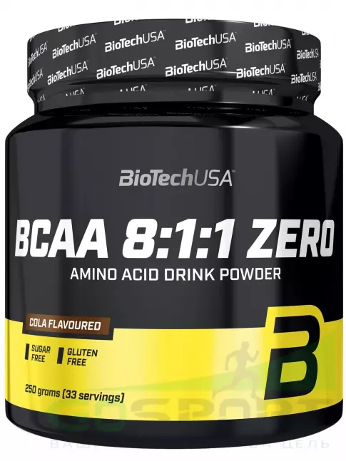 BioTechUSA BCAA 8:1:1 Zero 250 г, Кола BioTechUSA BCAA 8:1:1 Zero 250 г, Кола