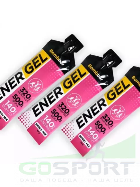 Гель питьевой BombBar EnerGel 20 х 60 г, Ягодный микс