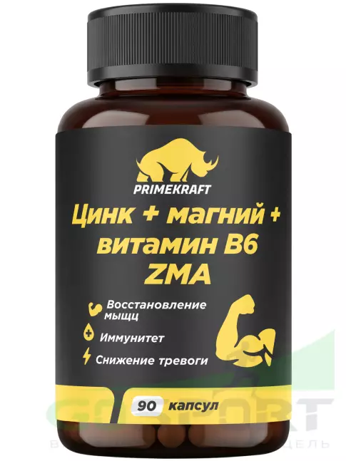 Магний+цинк+B6 PRIMEKRAFT ЗМА 90 капсул Магний+цинк+B6 PRIMEKRAFT ЗМА 90 капсул
