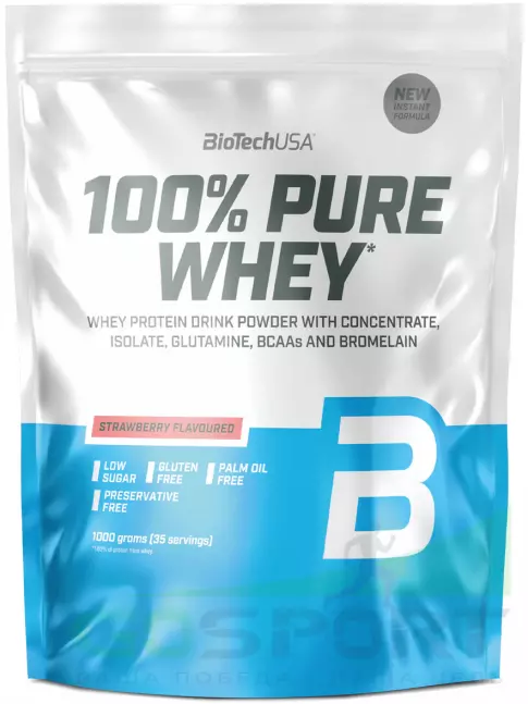 Сывороточный протеин BioTechUSA 100% Pure Whey 1000 г, Клубника