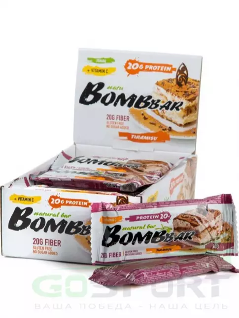 Протеиновый батончик BombBar Protein Bar 20 x 60 г, Тирамису