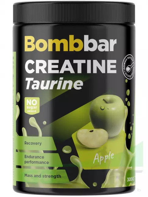 Креатиновый комплекс BombBar Creatine 2000 mg + Taurine 300 г, Яблоко