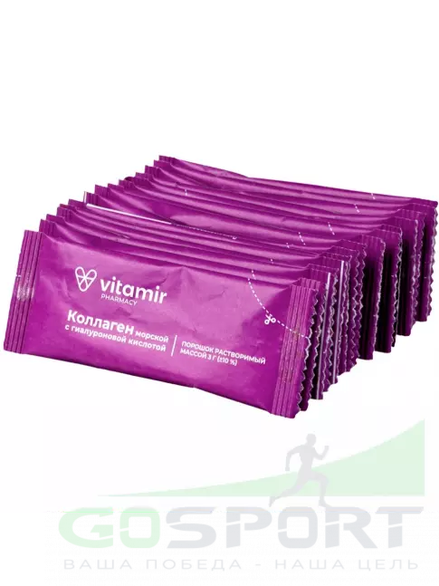 Коллаген морской ВИТАМИР Коллаген морской с гиалуроновой кислотой 15 пакетиков, Лимон