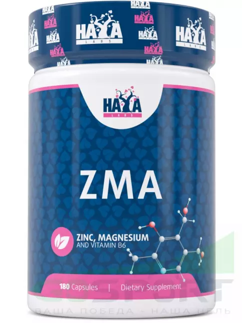 Магний+цинк+B6 Haya Labs ZMA 180 капсул