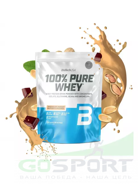 Сывороточный протеин BioTechUSA 100% Pure Whey 1000 г, Шоколадно-арахисовая паста