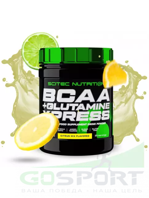 БСАА Scitec Nutrition BCAA + Glutamine Xpress 300 г, Цитрусовый микс БСАА Scitec Nutrition BCAA + Glutamine Xpress 300 г, Цитрусовый микс