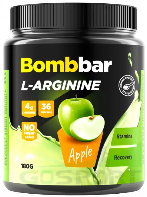 Аргинин / AAKG BombBar L-Arginine 4167 mg 180 г, Зеленое яблоко
