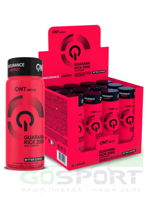  QNT Guarana Kick 2000 mg 12 x 80 мл, Горький кофе