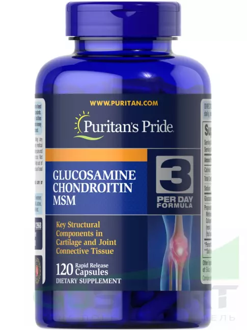 Комплекс хондропротекторов Puritan's Pride Glucosamine, Chondroitin & MSM Joint Soother 120 таблеток