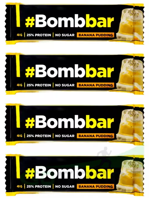 Протеиновый батончик BombBar Батончики в шоколаде без сахара 4 x 40 г, Банановый пудинг