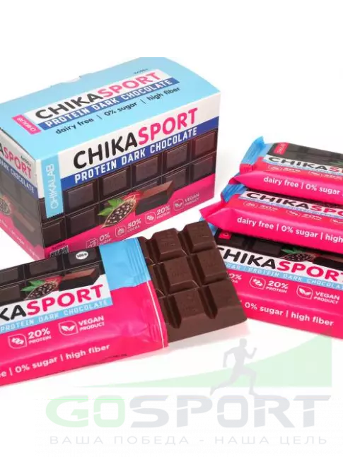 Протеиновый батончик Chikalab Тёмный шоколад без сахара CHIKASPORT 4 x 100 г, Шоколад темный Протеиновый батончик Chikalab Тёмный шоколад без сахара CHIKASPORT 4 x 100 г, Шоколад темный