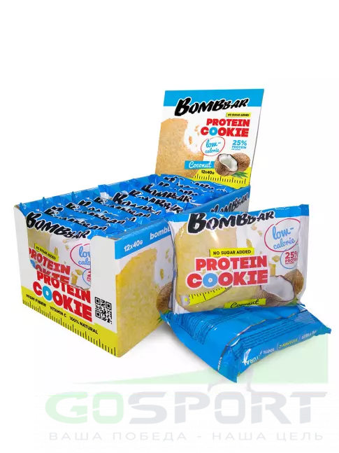 Протеиновый батончик BombBar Protein cookie 12 х 40 г, Кокос
