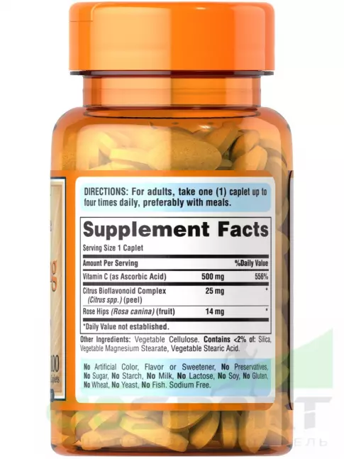  Puritan's Pride Vitamin C-500 mg with Bioflavonoids & Rose Hips 100 таблеток