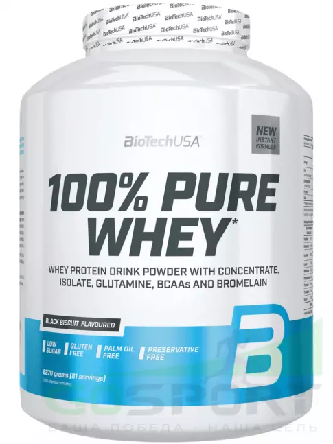 Сывороточный протеин BioTechUSA 100% Pure Whey 2270 г, Черный Бисквит