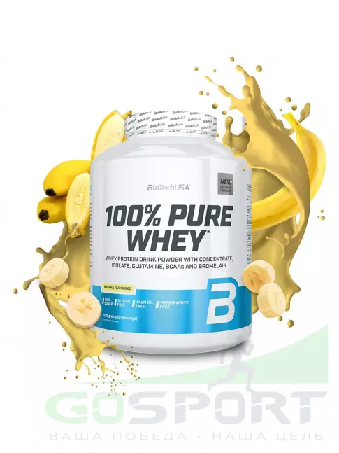 Сывороточный протеин BioTechUSA 100% Pure Whey 2270 г, Банан Сывороточный протеин BioTechUSA 100% Pure Whey 2270 г, Банан