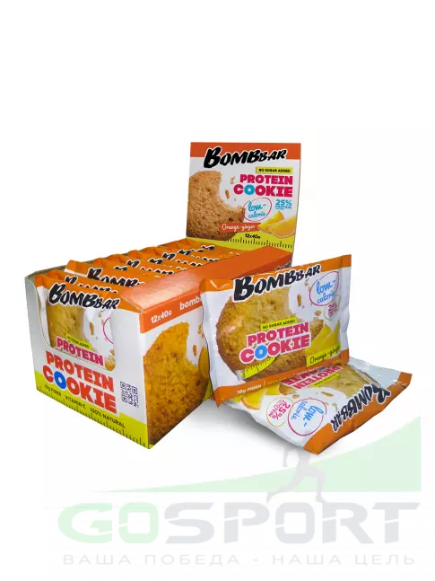 Протеиновый батончик BombBar Protein cookie 12 х 40 г, Апельсин - Имбирь